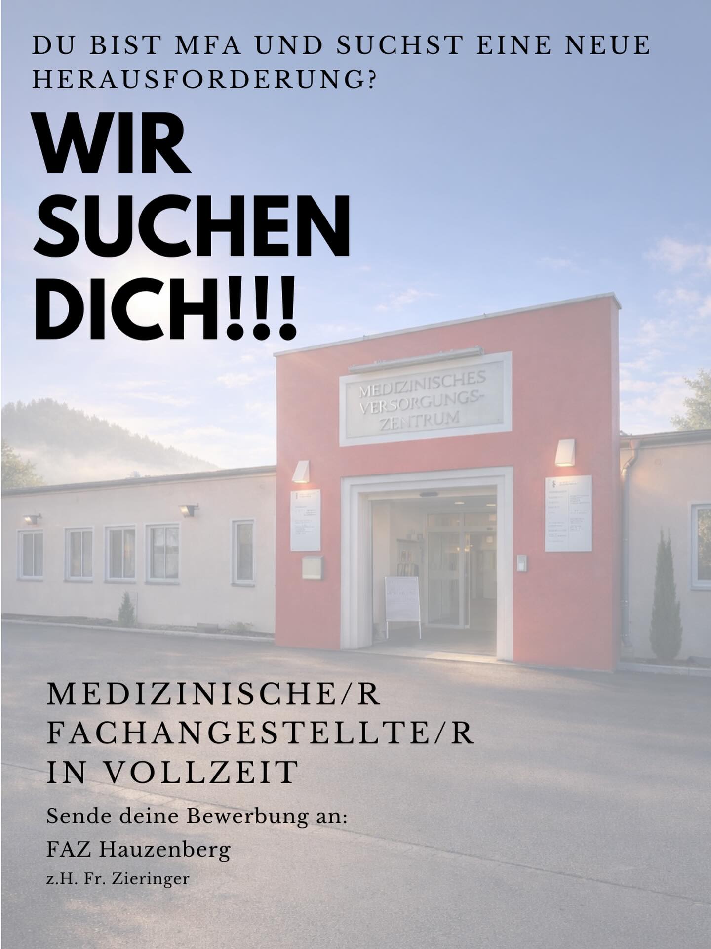 Vielleicht passt du genau zu uns - und wir zu dir🧡Wir suchen Verstärkung! 🔎
MFA (m/w/d) in Vollzeit – bewirb dich jetzt und werde Teil unseres Teams.